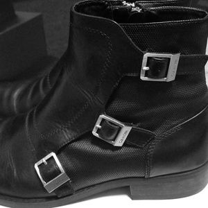 Calvin Klein Stark Leather Buckle Boots Monk